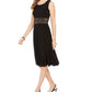 Jessica Howard Women's Glitter Printed Long Sleeve Jewel Neck Midi Shift Dress Black Size 8 Petite