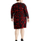 Jessica Howard Women's Embroidered Floral Long Sleeve Jewel Neck Knee Length Sheath Party Dress  Black Size 18W
