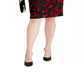 Jessica Howard Women's Embroidered Floral Long Sleeve Jewel Neck Knee Length Sheath Party Dress  Black Size 18W