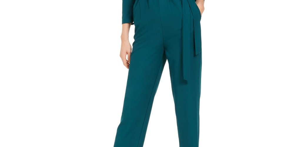 Julia Jordan Women's Puff Shoulder Jumpsuit Green Size 12