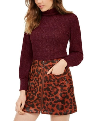 Crave Fame Juniors' Ribbed Turtleneck Top Red Size Medium