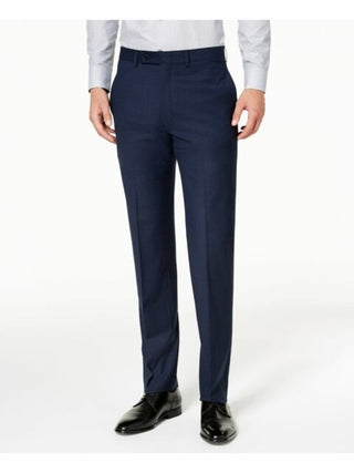 Calvin Klein Men's Slim Fit Stretch Mini Grid Dress Pants Navy Size 40X30
