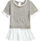 Monteau Big Girl's Embellished Layered Look Top Grey Size X-Large