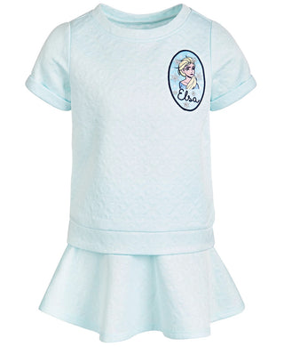 Disney Little Girls 2-Pc. Frozen Elsa Embossed Top & Skirt Set Blue Size 5