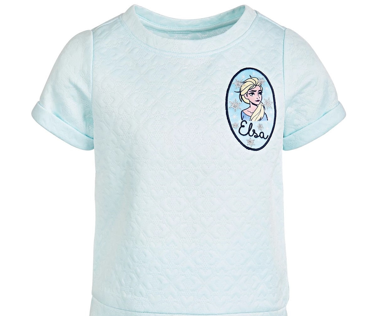 Disney Little Girls 2-Pc. Frozen Elsa Embossed Top & Skirt Set Blue Size 5