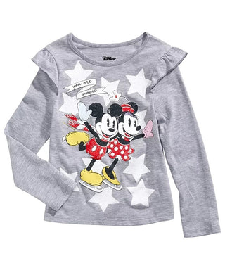 Disney Toddler Girl's Skating Mickey & Minnie T-Shirt Gray Size 2T
