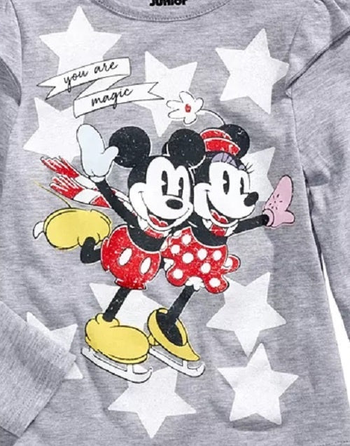 Disney Toddler Girl's Skating Mickey & Minnie T-Shirt Gray Size 2T