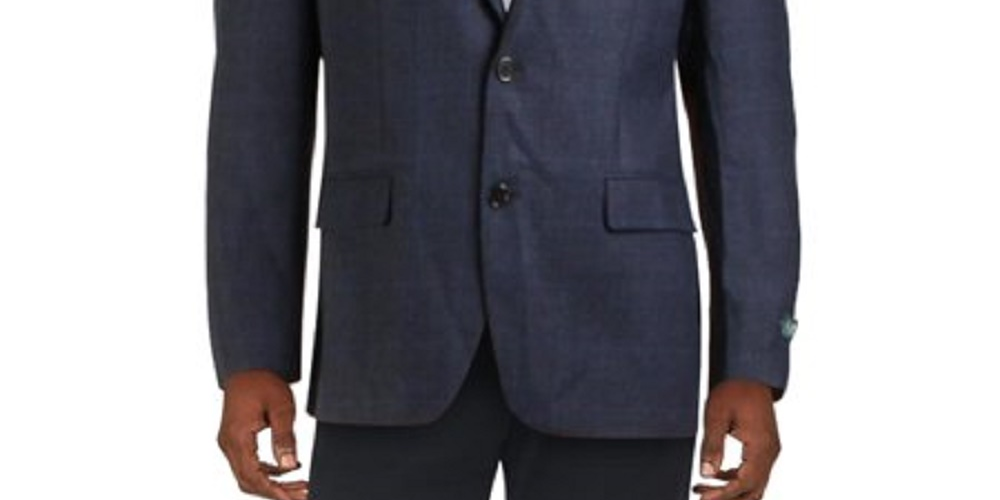 Ralph Lauren Men's Wool Blend Window Pane Two-Button Blazer Navy Size 40