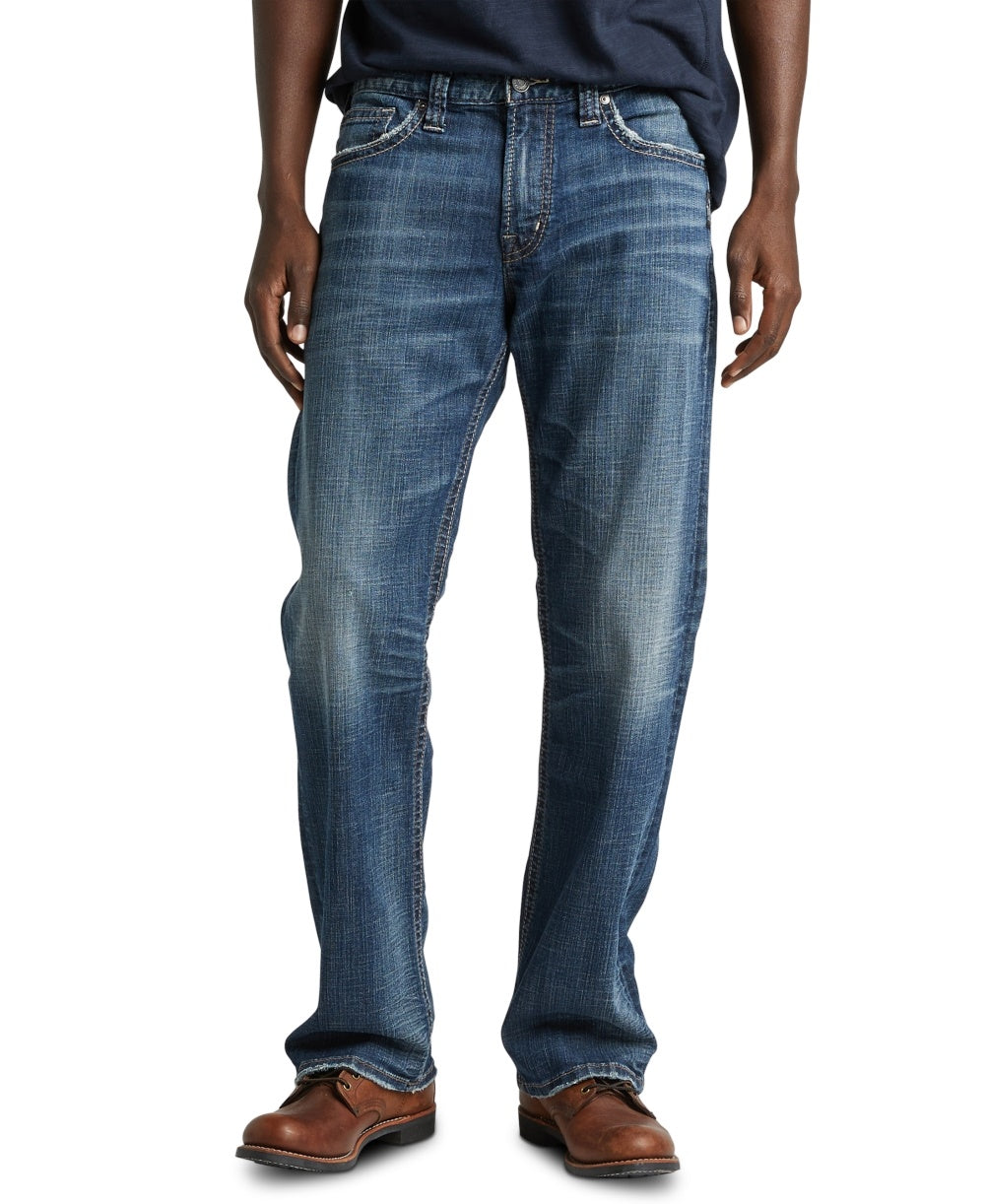 Silver Jeans Co Men's Zac Relaxed Straight Fit Stretch Jeans Blue Size 32X30