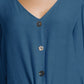 John Paul Richard Tie Women's Front Blouse With Button Front Blue Size Large