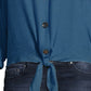 John Paul Richard Tie Women's Front Blouse With Button Front Blue Size Large