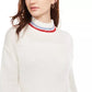 Planet Gold Juniors' Turtleneck Cropped Sweater White Size Large
