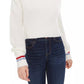 Planet Gold Juniors' Turtleneck Cropped Sweater White Size Large