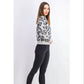 Planet Gold Junior's Animal Print Sweater Grey Size Small