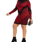 Planet Gold Women's Chevron Long Sleeve Cowl Neck Above The Knee Sheath Dress Red Size 3X