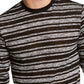 Guess Men's Striped Long Sleeve Classic T-Shirt Grey Size Medium
