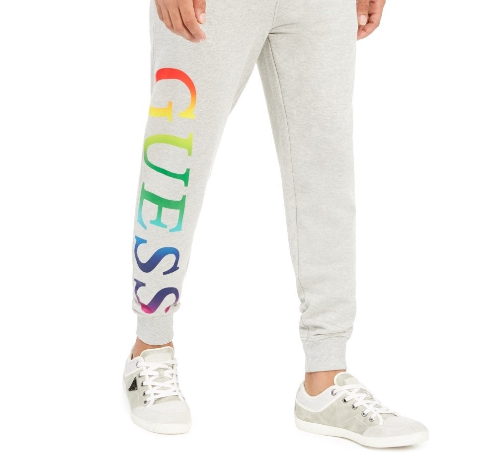 Guess Men's Arthur Cotton Logo Track & Sweat Pants Gray Size Large