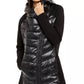Calvin Klein Women's Asymmetrical Mixed-Media Puffer Jacket Black Size Medium