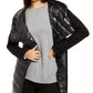 Calvin Klein Women's Asymmetrical Mixed-Media Puffer Jacket Black Size Medium
