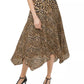 Calvin Klein Women's Leopard-Print Handkerchief-Hem Skirt Yellow Size 14
