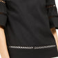 Michael Kors Women's Crochet Eyelet-Trim Top Black Size X-Large