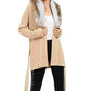 Michael Kors Women's Beige Faux Fur Tie Solid Long Sleeve Open Cardigan T-Shirt Sweater Beige Khaki Size X-Large