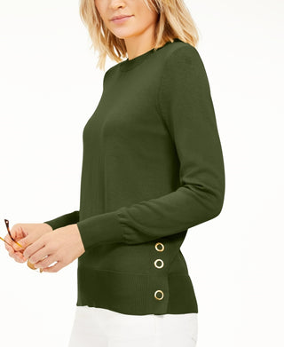 Michael Kors Women's Snap-Hem Sweater Green Size Small