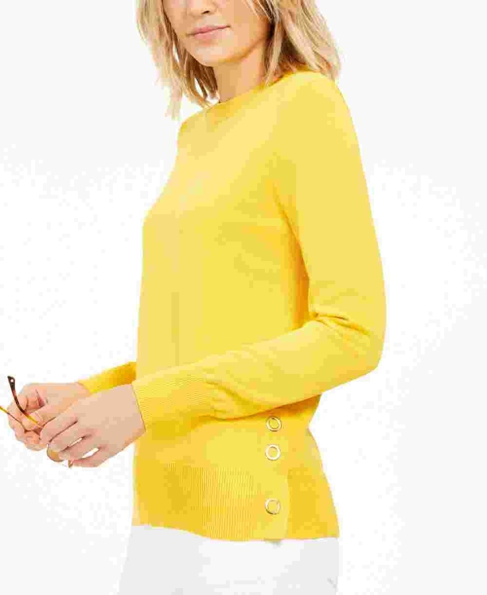 Michael Kors Women's Long Sleeve Mandarin Collar Top Grey Size Small