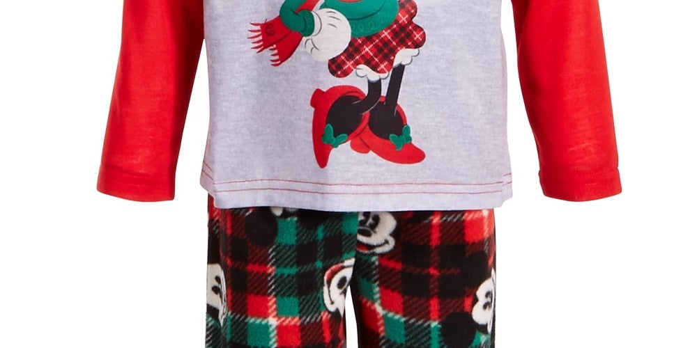 AME Toddler Girl's 2 Pc. Minnie Mouse Plaid Pajama Set Assorted Size 2T