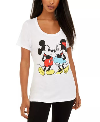 Disney Juniors' Mickey & Minnie Mouse Graphic-Print T-Shirt White Size Extra Large