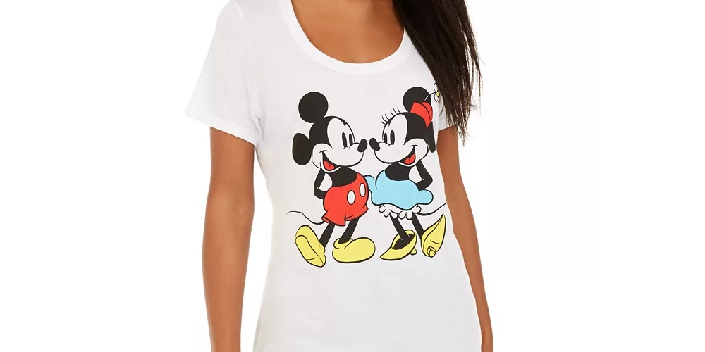 Disney Juniors' Mickey & Minnie Mouse Graphic-Print T-Shirt White Size Extra Large