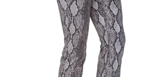 NYDJ Women's Marilyn Snake Print High Waist Button Fly Ankle Jeans Black Size 10