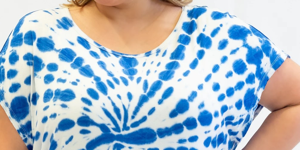 Nanette Lepore Women's Play Plus Tie Dyed T-Shirt Blue Size 2X