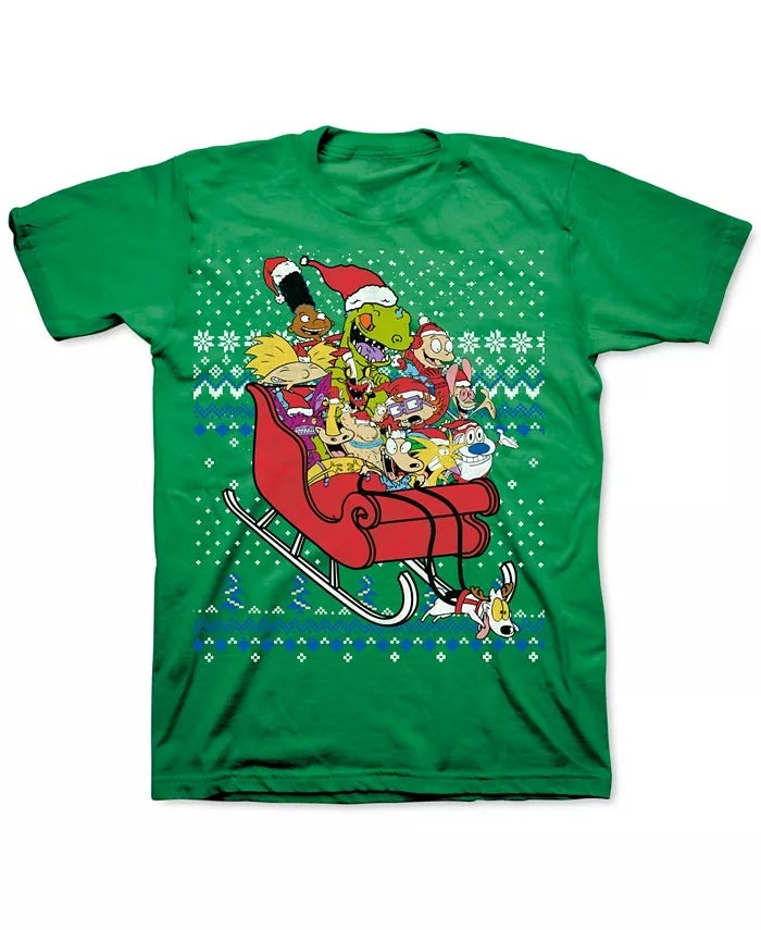 Freeze 24-7 Nickelodeon Christmas Men's T-Shirt Green Size Medium
