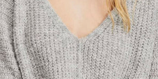 Free People Women's Long Sleeve V Neck Crop Top Top Grey Size Medium