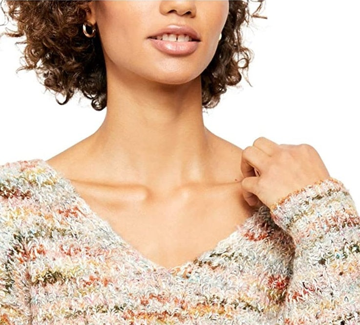 Free People Women's Highland V-Neck SweaterBeige White Size Large