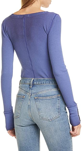 Free People Women's Dark Side Fitted Cotton Blend Top Purple Size X-Small