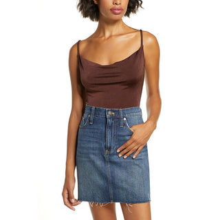 Free People Women's Cowl In The Club Bodysuit Brown Size Medium