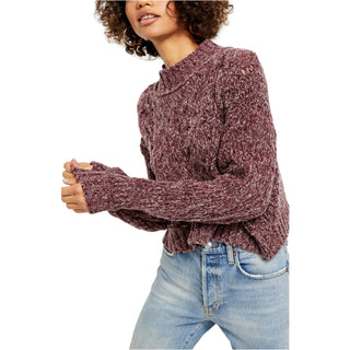 Free People Women's Long Sleeve Mock Sweater Purple Size X-Large