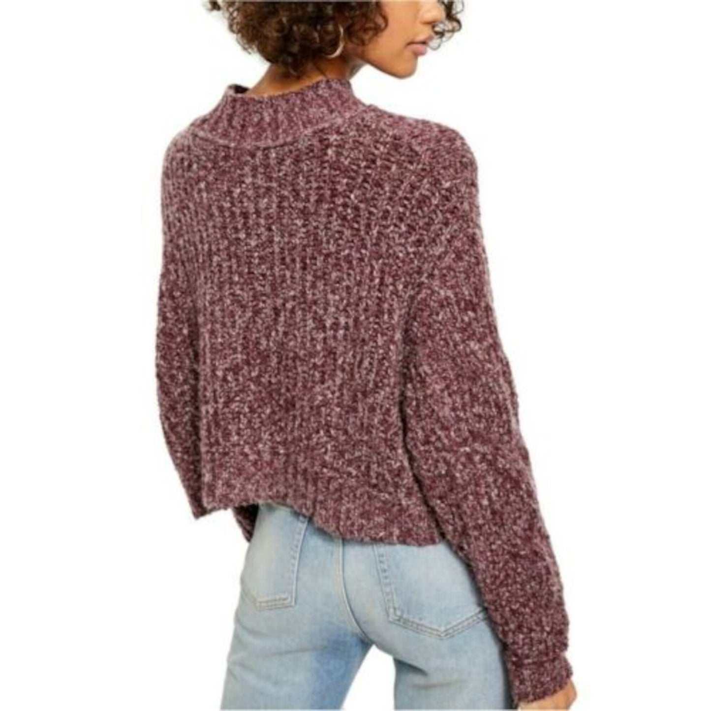 Free People Women's Long Sleeve Mock Sweater Purple Size X-Large