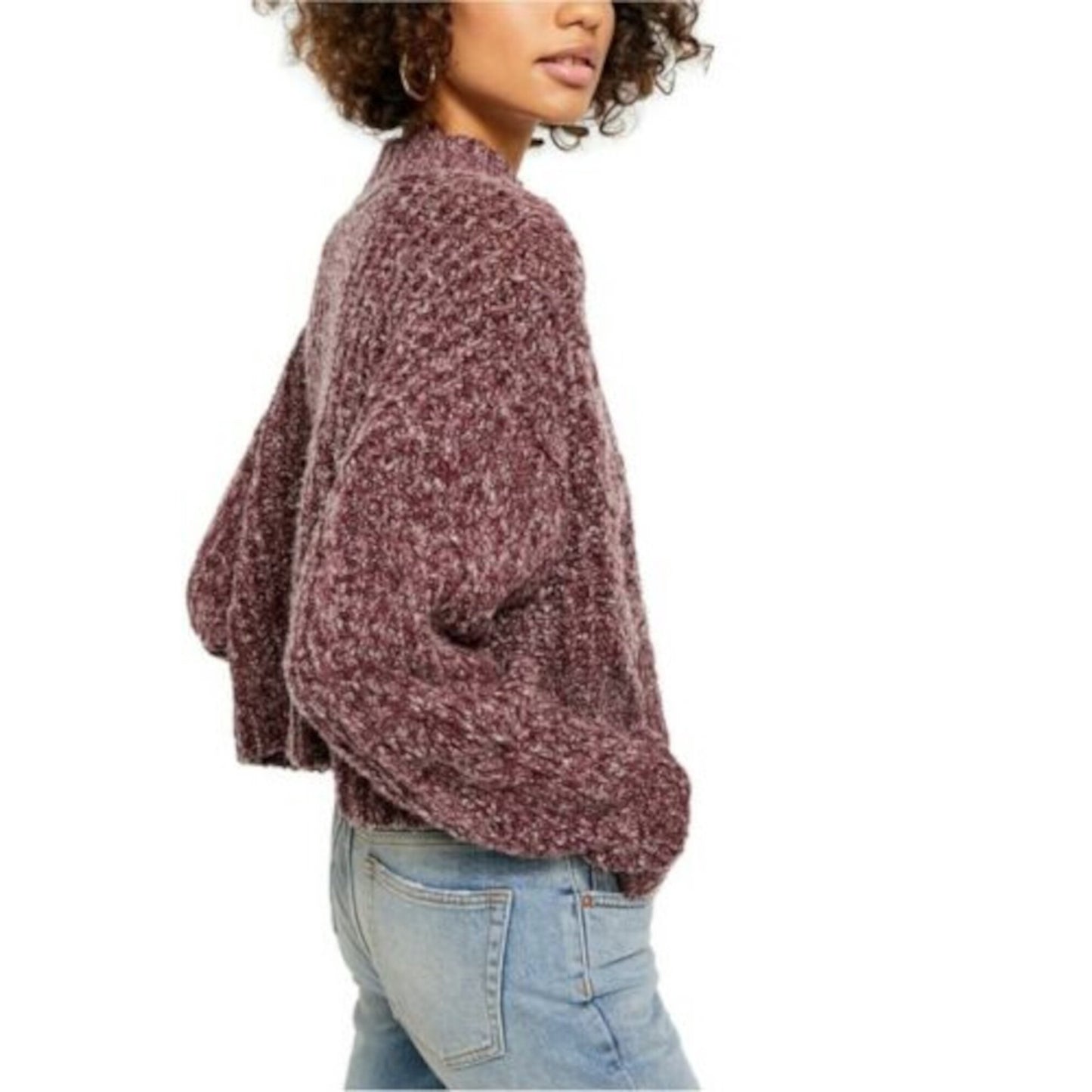 Free People Women's Long Sleeve Mock Sweater Purple Size X-Large
