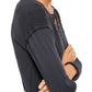 Free People Women's Military Mix Henley Combo Charcoal Size Small