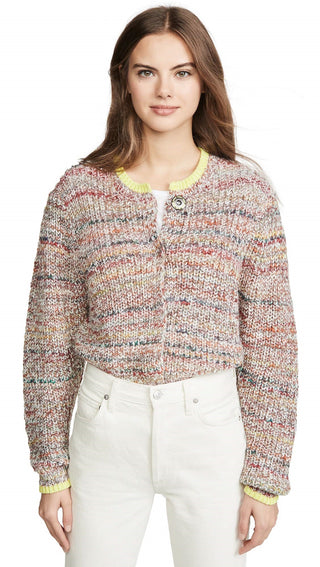 Free People Women's Walk On By Cardigan Multi Combo White Size Small