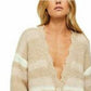 Free People Women's Striped Long Sleeve Open Cardigan Sweater White Size Small