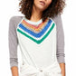 Free People Women's Spring Bound Crochet Yoke Top Navy Size Large
