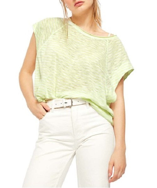 Free People Women's Halo Stripe Tee Green Size X-Small