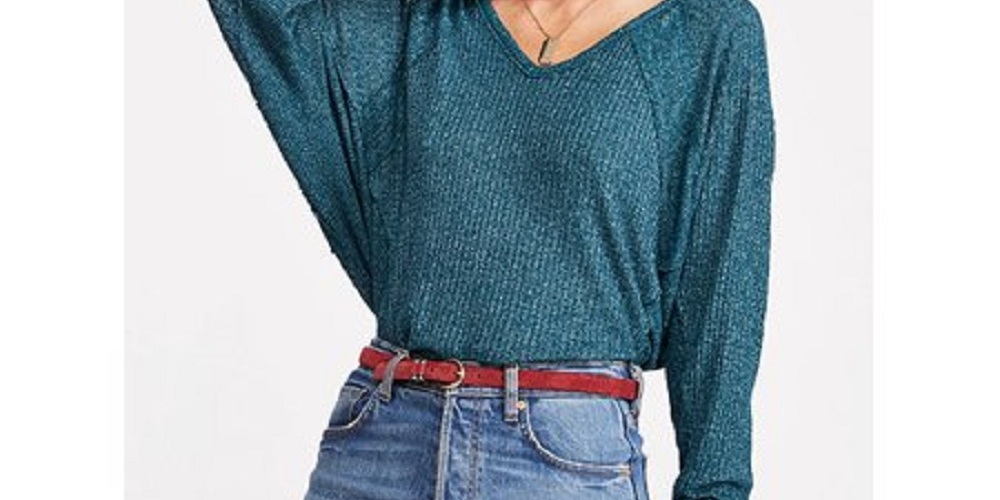 Free People Women's Santa Clara Thermal Ocean  Blue Size Small