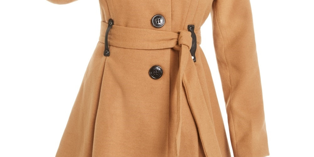 Madden Girl Juniors' Belted Skirted Coat Dark Brown Size XX-Large