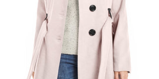 Madden Girl Junior's Belted Skirted Coat Pink Size Medium