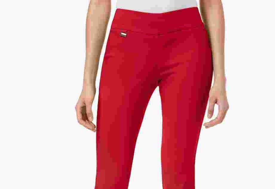 Alfani Women's Solid Casual Trouser Pants Red Size 10 Petite